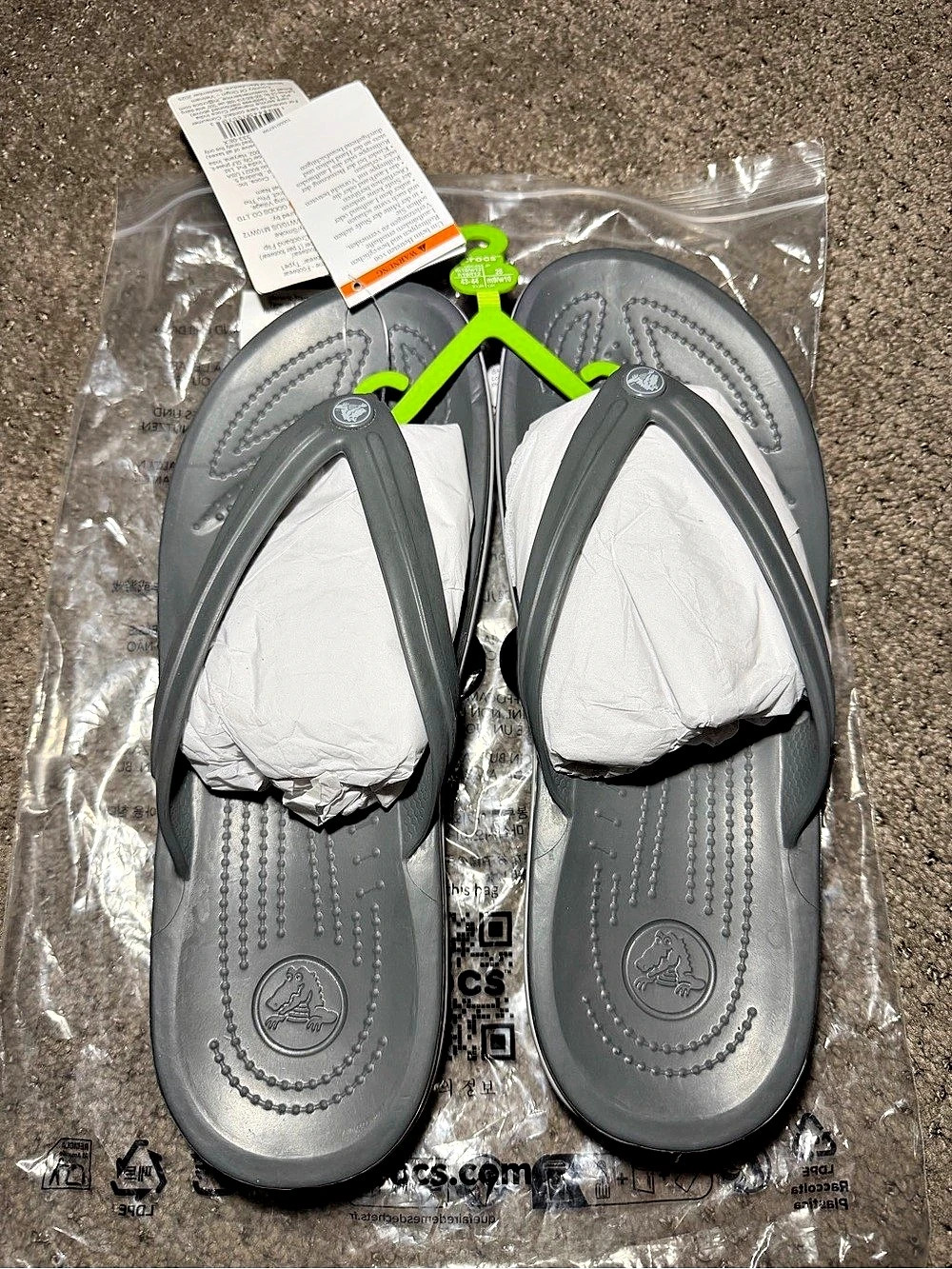 Crocs Gray Flip-Flop Sandals US 10 M / US 12 W